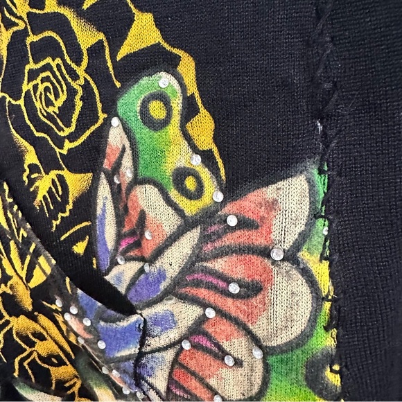 Vtg Ed Hardy By Christian Audigier Hooded Mini Dress SZ Large Knit Butterfly EUC - Picture 4 of 11